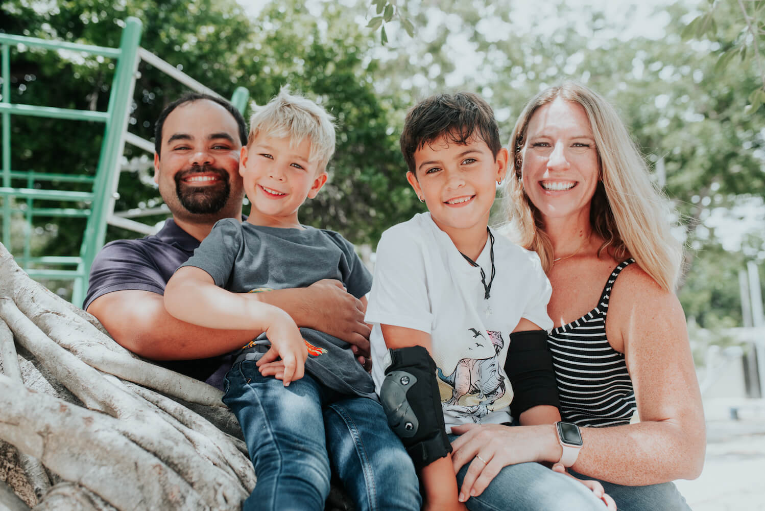 Sara Madera, a working mom coach, with her family in Mexico